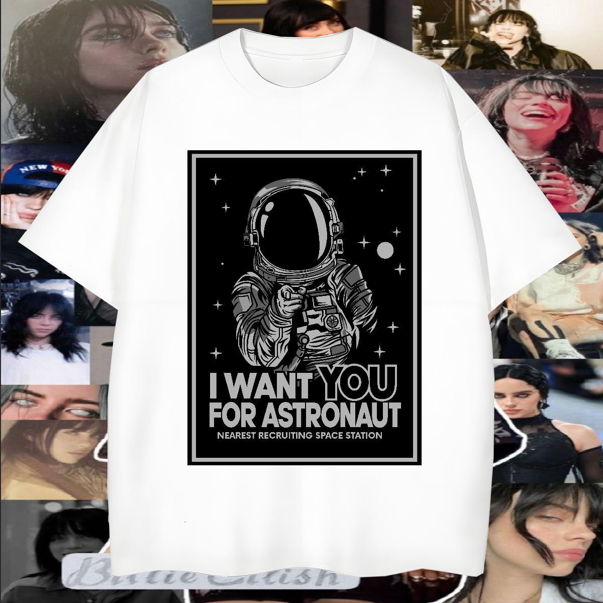 Soft T Shirts Men 100% Cotton 230g spaceman Casual Daily Wear White Plus Size Round Neck Short Sleeve Mens Tshirts DIY Customized Tops