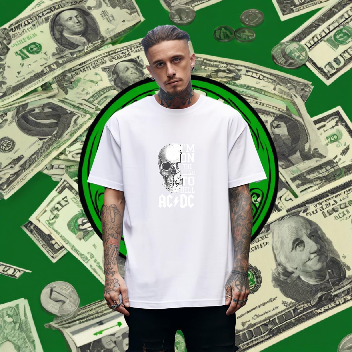 TOP Quality T Shirts Men 230g 100% Cotton skull Summer Casual Custom Print Oversized Breathable Short Sleeve Tshirt for Man Woman 2024 Summer Clothing