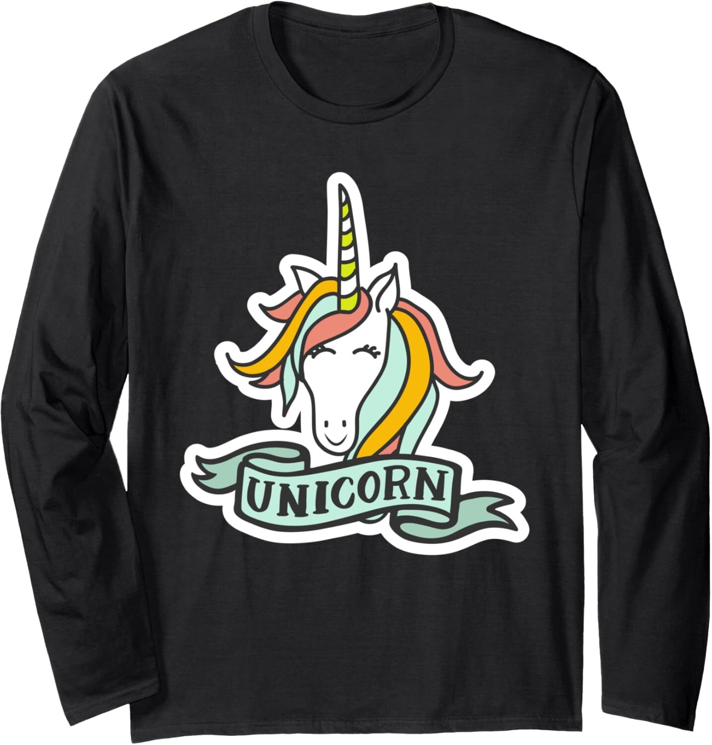 Long Sleeve Shirts for Men sweatshirt Magical Happy Unicorn Fun Cute Lovely Colorful Long Sleeve Tee Streetwear Casual tops clothes