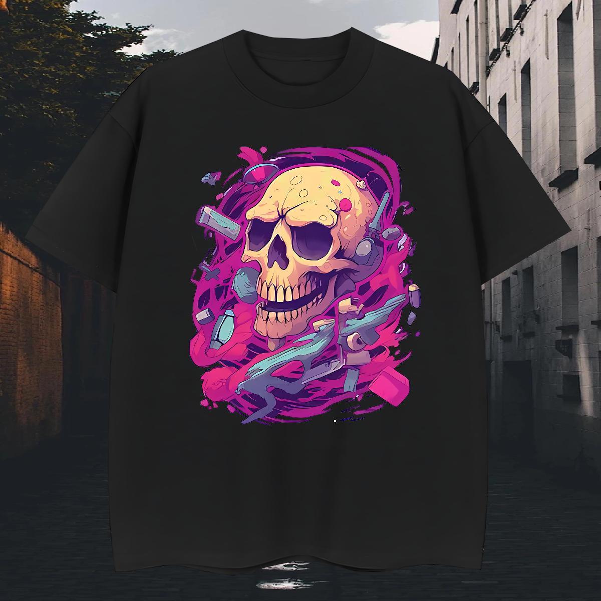 TOP Quality T-Shirts 100% Cotton 230g skull Casual Daily Wear Custom Printing O-Neck Short Sleeve Tshirts Fashion New Tees Shirts