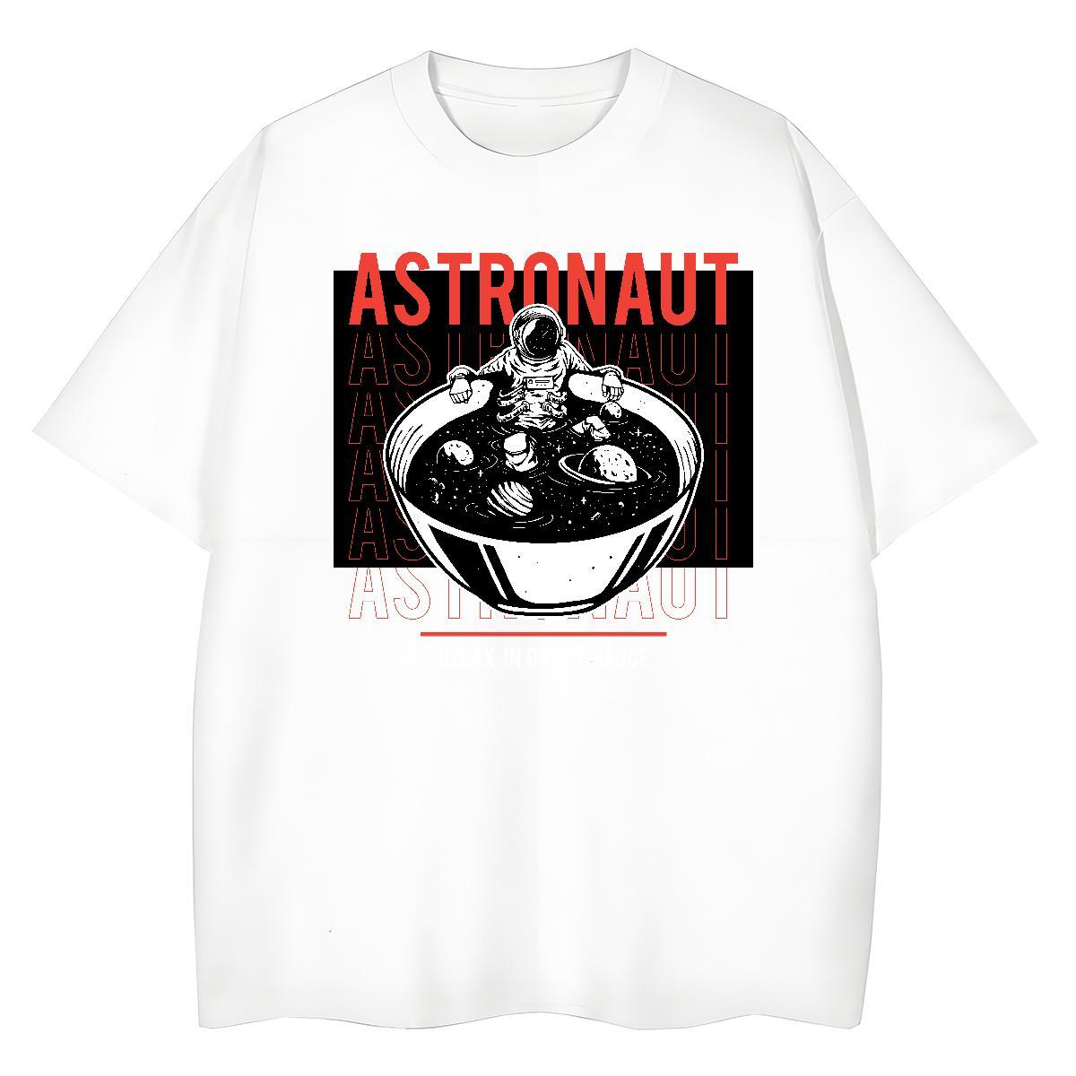 Female Couples T Shirts 230g Cotton universe Hip Hop T Shirt For Woman Breathable Crew Neck Cartoon Floral Printing Tops