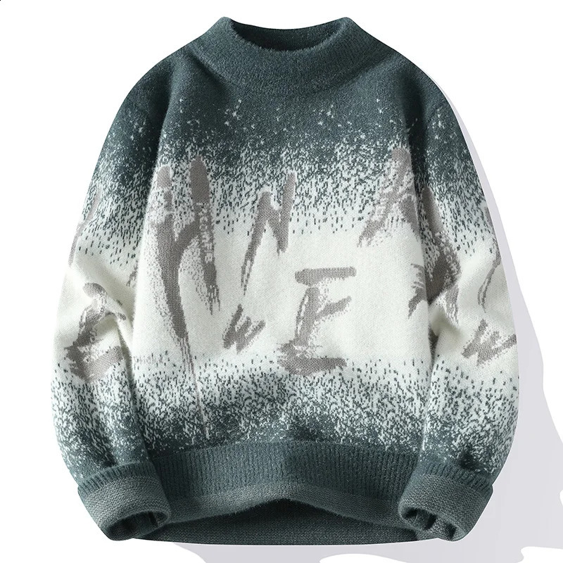 winter letter pattern warm sweater mens high-quality thick zipper mens wool sweater mens size M-3XL MY016 240824