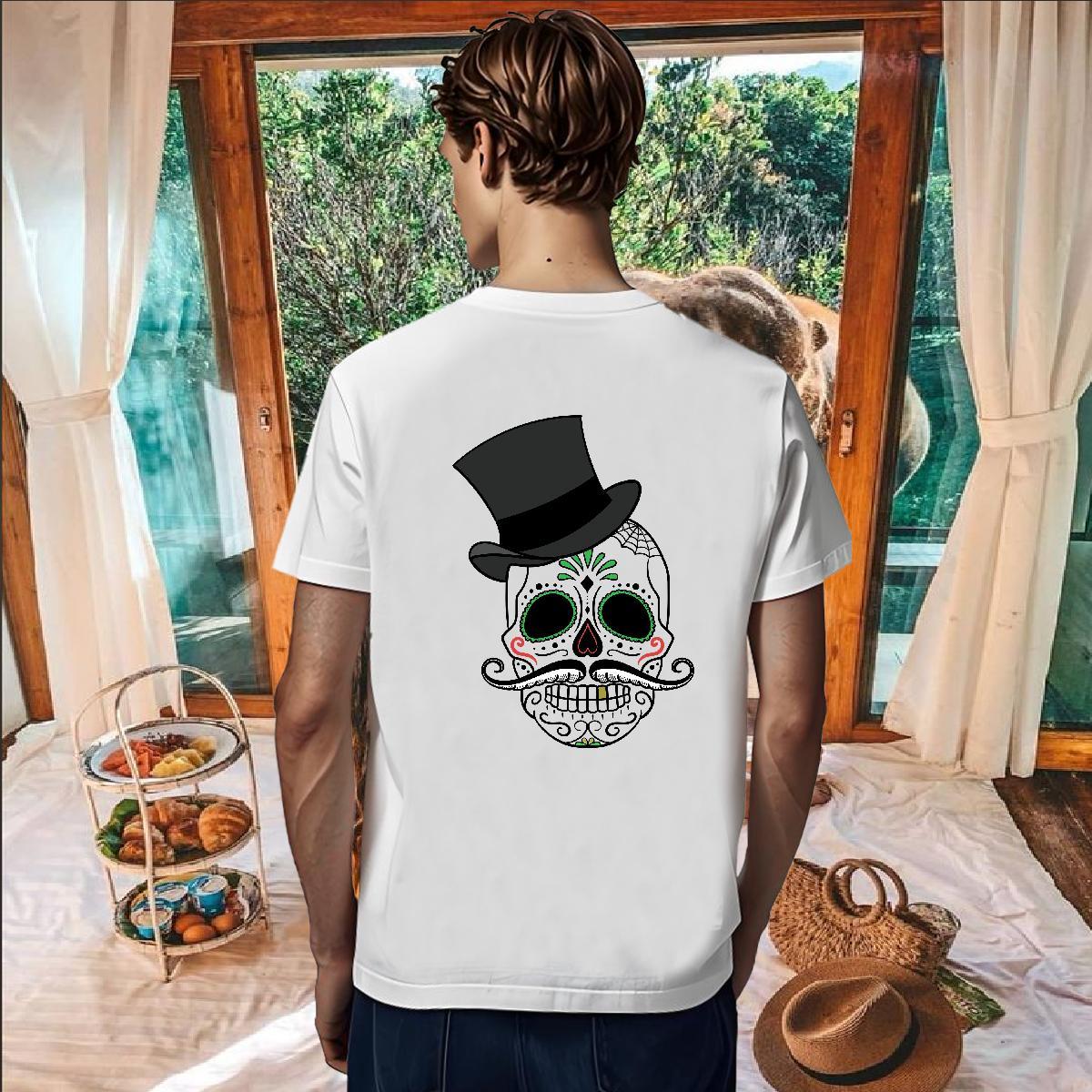 Unisex Mens T Shirts 230g Cotton skull Hip Hop Street Skull Short Sleeve Soft Tshirts 2024 New Polos