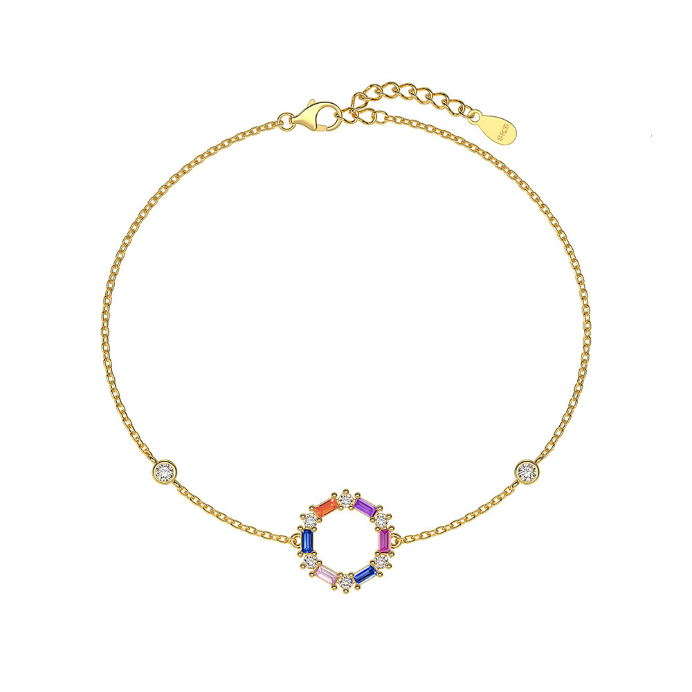 Japanese and Korean new product S pure sier bracelet a high-end feel. Colorful circular zircon design with ins style handmade accessories for women