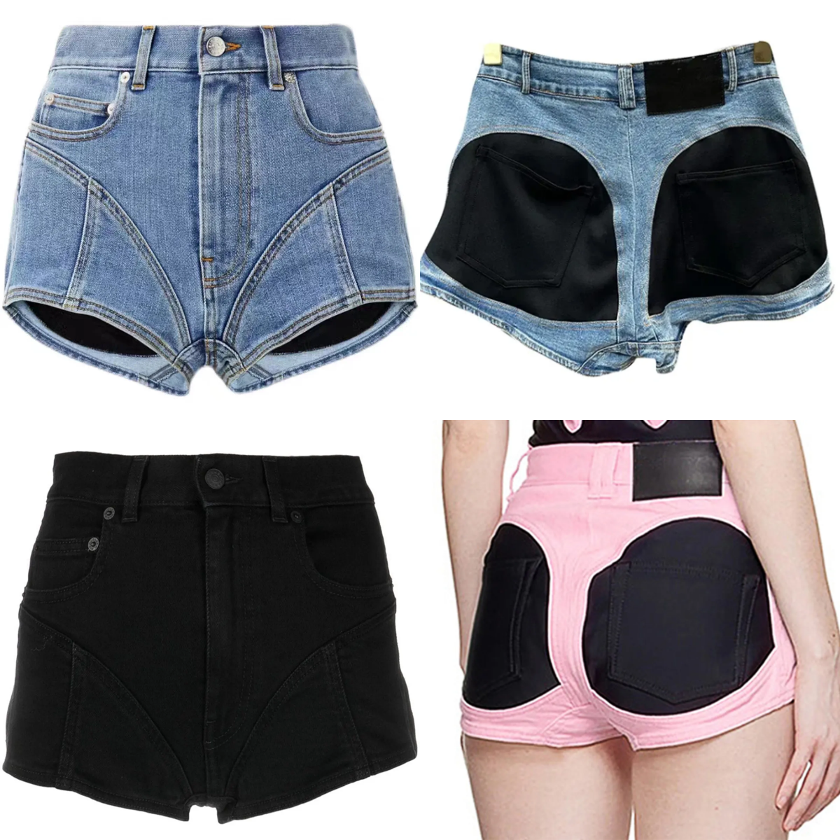 Women's Shorts Fashion Contrast Color Patchwork Denim Streetwear Trend High Waist Loose Short Jeans 2024 Summer 11XX3039