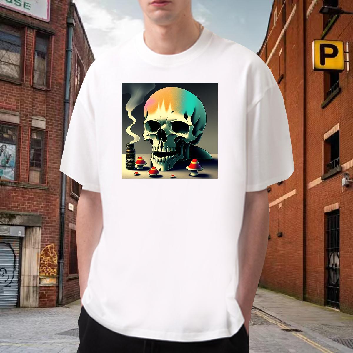 High Quality T shirt 230g Cotton skull Street wear Hip Hop Plus Size Cartoon Short Sleeve Soft Tshirt for Man Woman Fashion Designer Wear