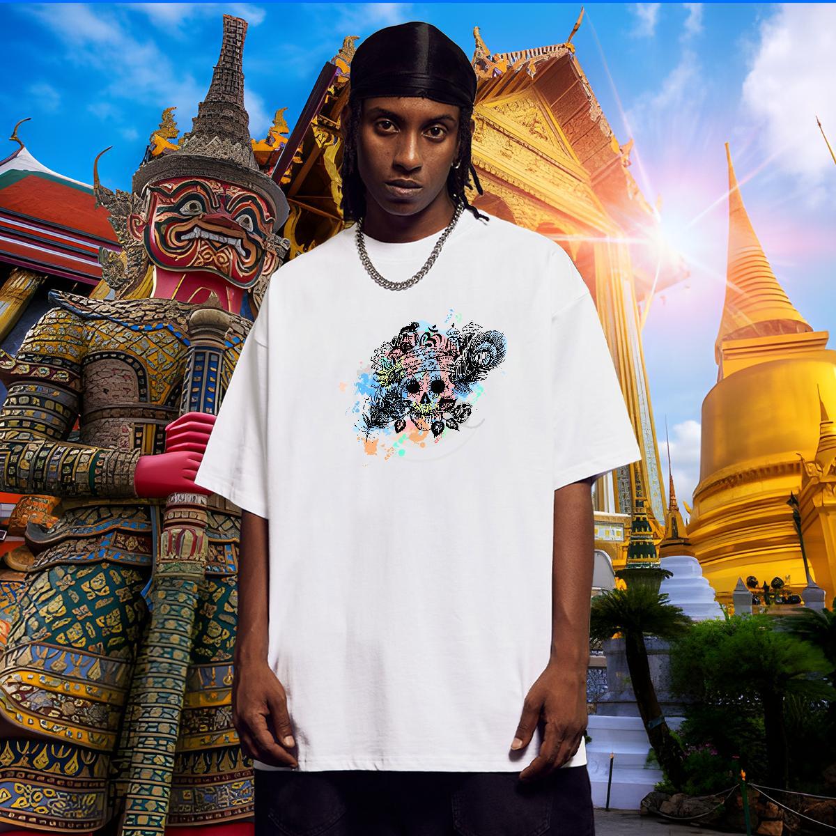 Popular T Shirt For Man 230g 100% Cotton skull Casual DIY Breathable Tshirt for Man Woman Designer Tops Tees