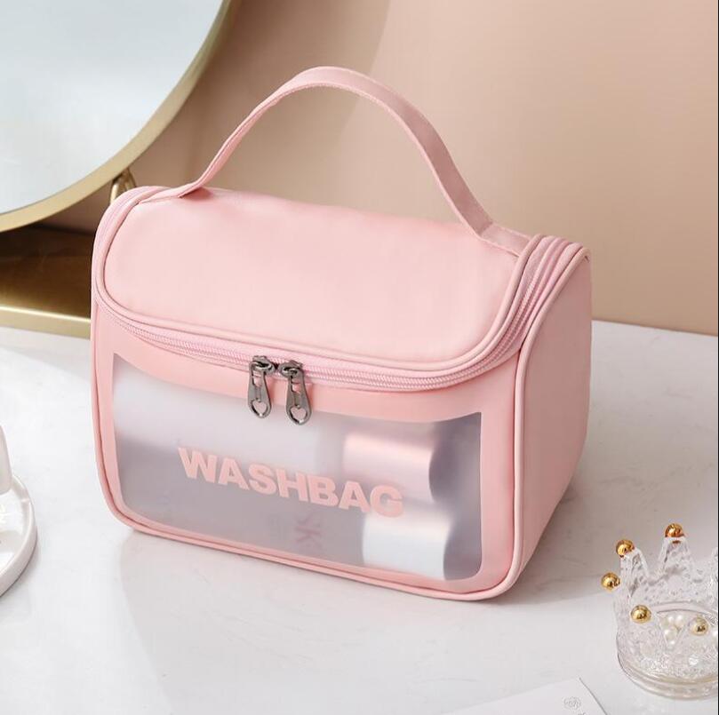 Women Transparent Cosmetic Bag Toiletry Bag Matte Bath Storage Bag Large Capacity Free shipping