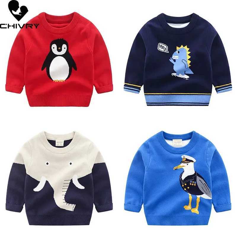 New 2023 Childrens Roller Sweater Autumn Winter Boys Cute Cartoon Jacquard O-neck Knitted Jumper Sweater TopW240824