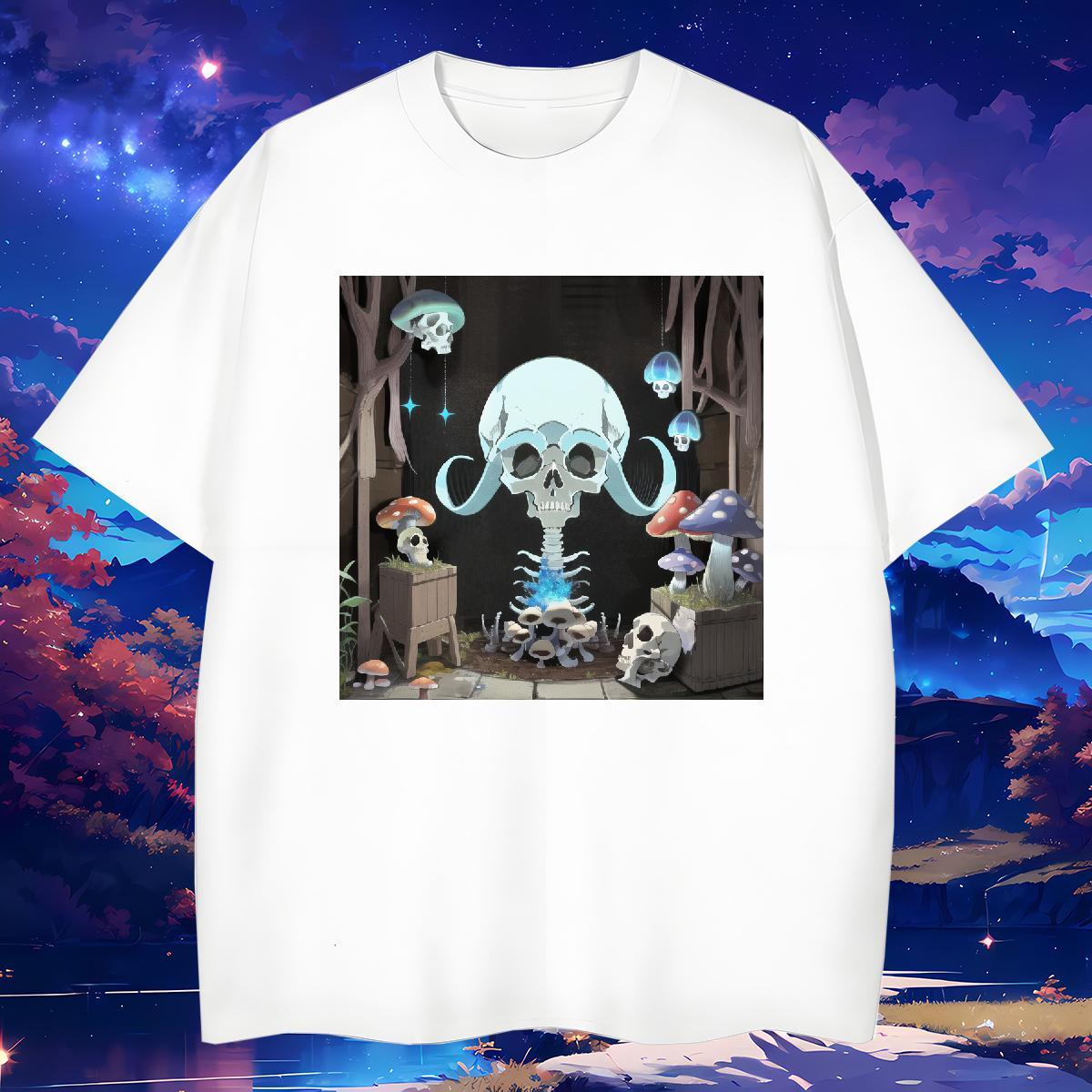 Soft T-Shirts for Men 100% Cotton 230g skull Anime Printing Street DIY Printed Round Neck Short Sleeve Men Tops Tees Designer Tops Shirt