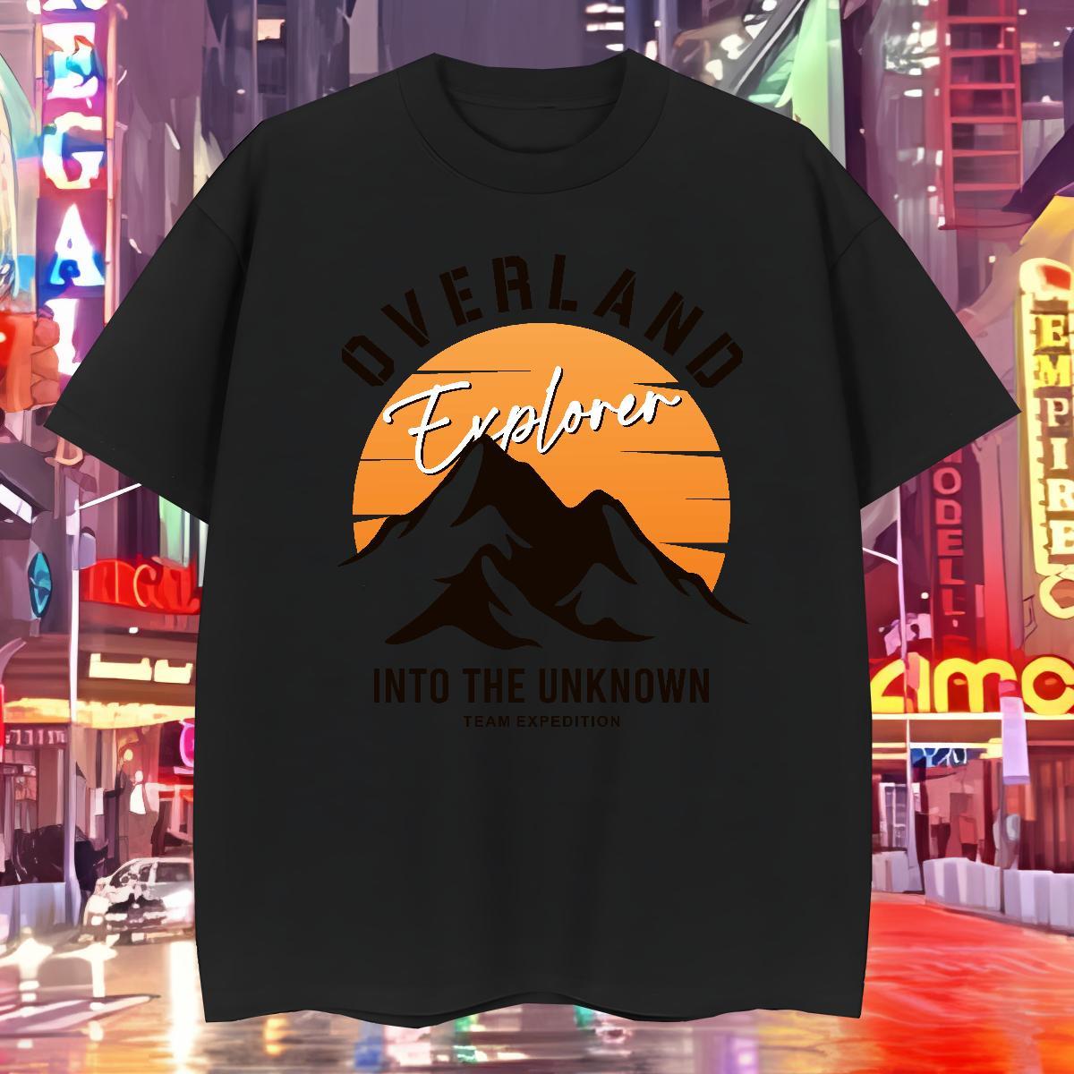 Unisex T Shirt For Man 100% Cotton 230g mountains Hip Hop Street Cartoon Printing L-4XL Breathable Short Sleeve Men Tees Wholesale Clothes