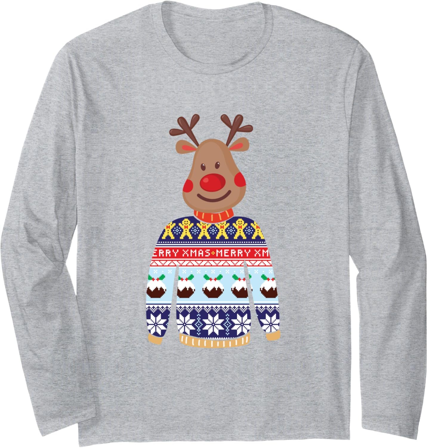 Long Sleeve Shirts for Men sweatshirt Reindeer With Merry Christmas Sweater Funny Holiday Long Sleeve Tee Streetwear Casual tops clothes