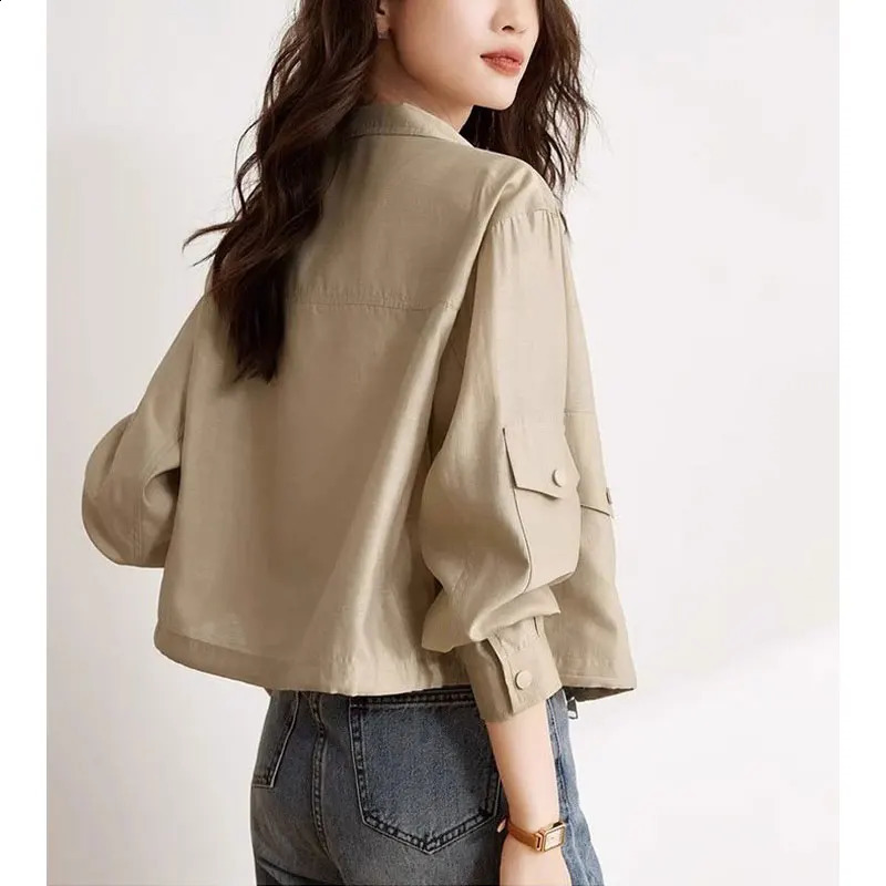 Womens Spring Fashion Simple Solid Color Square Collar Long Sleeve Jacket Womens Clothing Elegant Full Match Temperature Top 240826