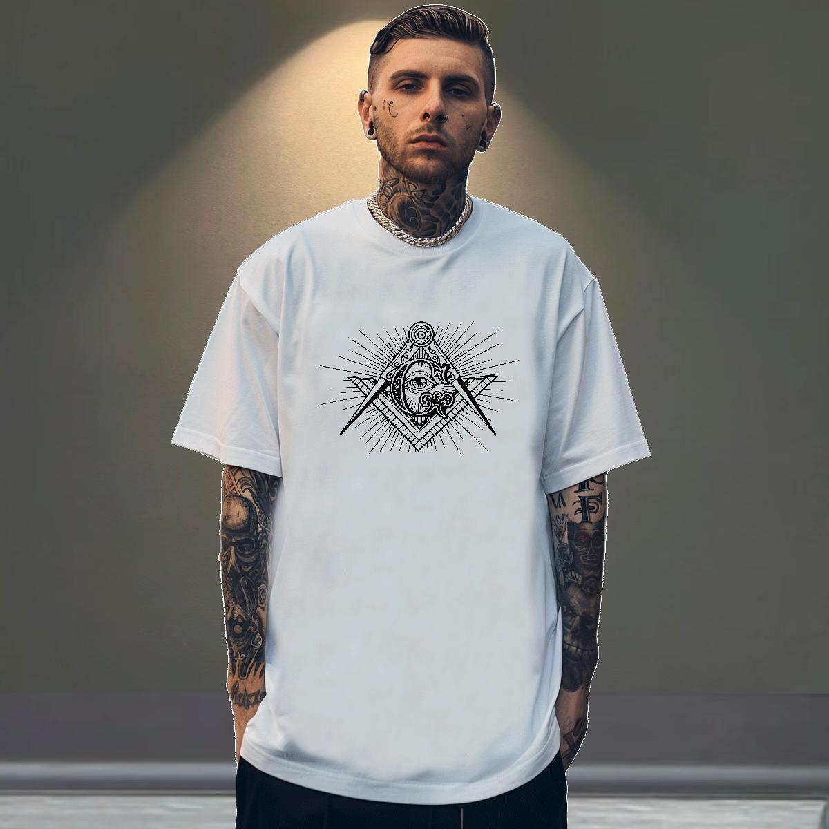 Cool Mens T Shirts 230g Cotton eye of the devil Beach Cartoon Printing L-4XL Breathable Crew Neck Men Tees Customized Wear