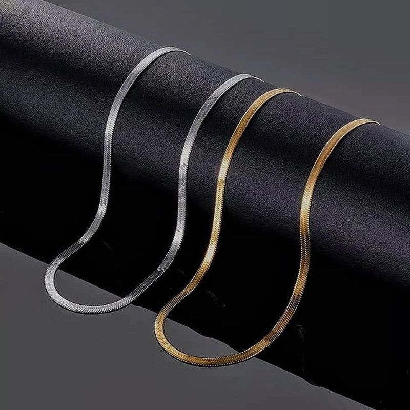 Chains Uni Snake Chain Women Necklace Choker Stainless Steel Herringbone Gold Color Necklaces For Jewelry 50Cm Drop Delivery Pendants Otmvu