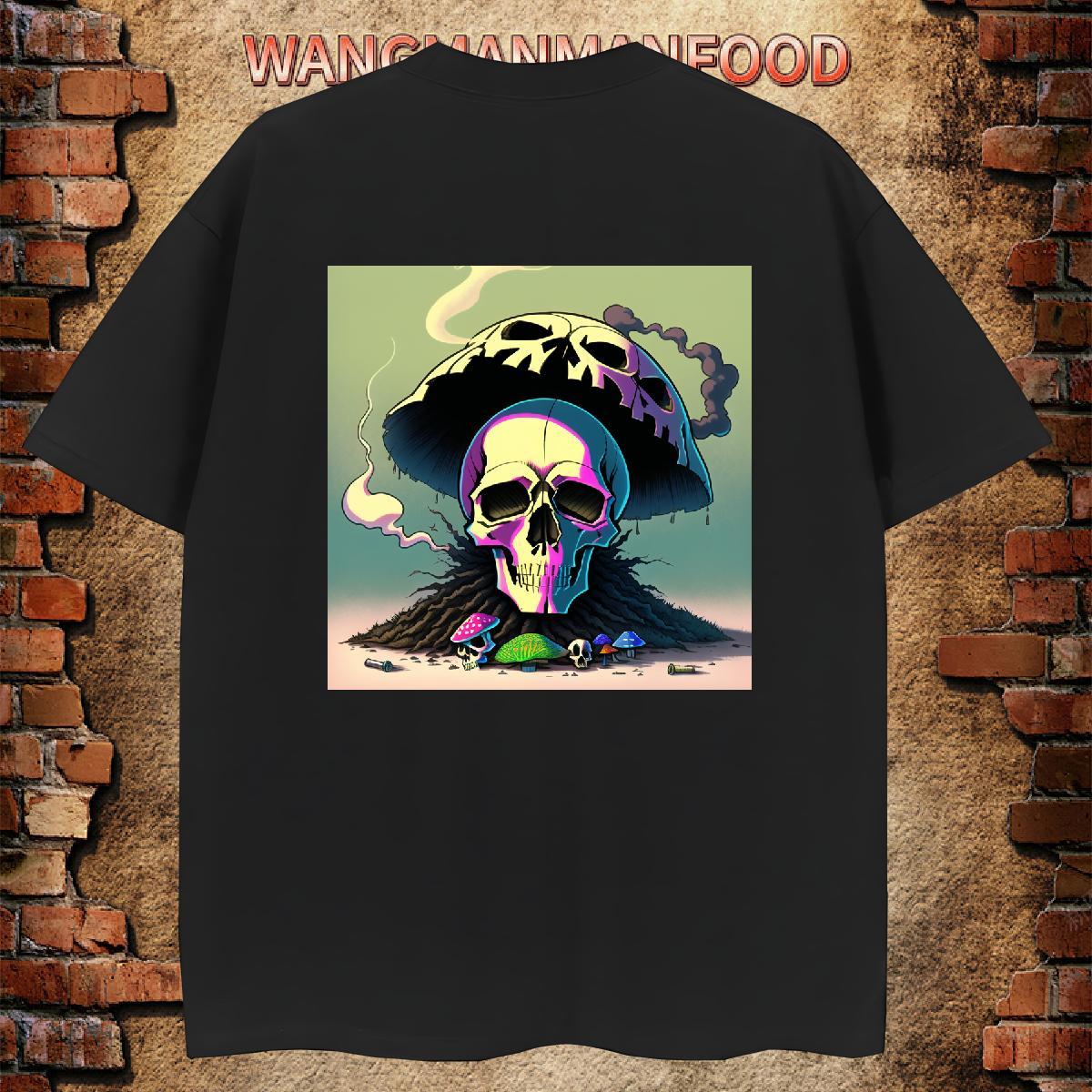 Comfortable T-Shirts for Men 100% Cotton 230g skull Hip Hop Customized Print Short Sleeve O-Neck Tshirts 2024 New Tops Shirt