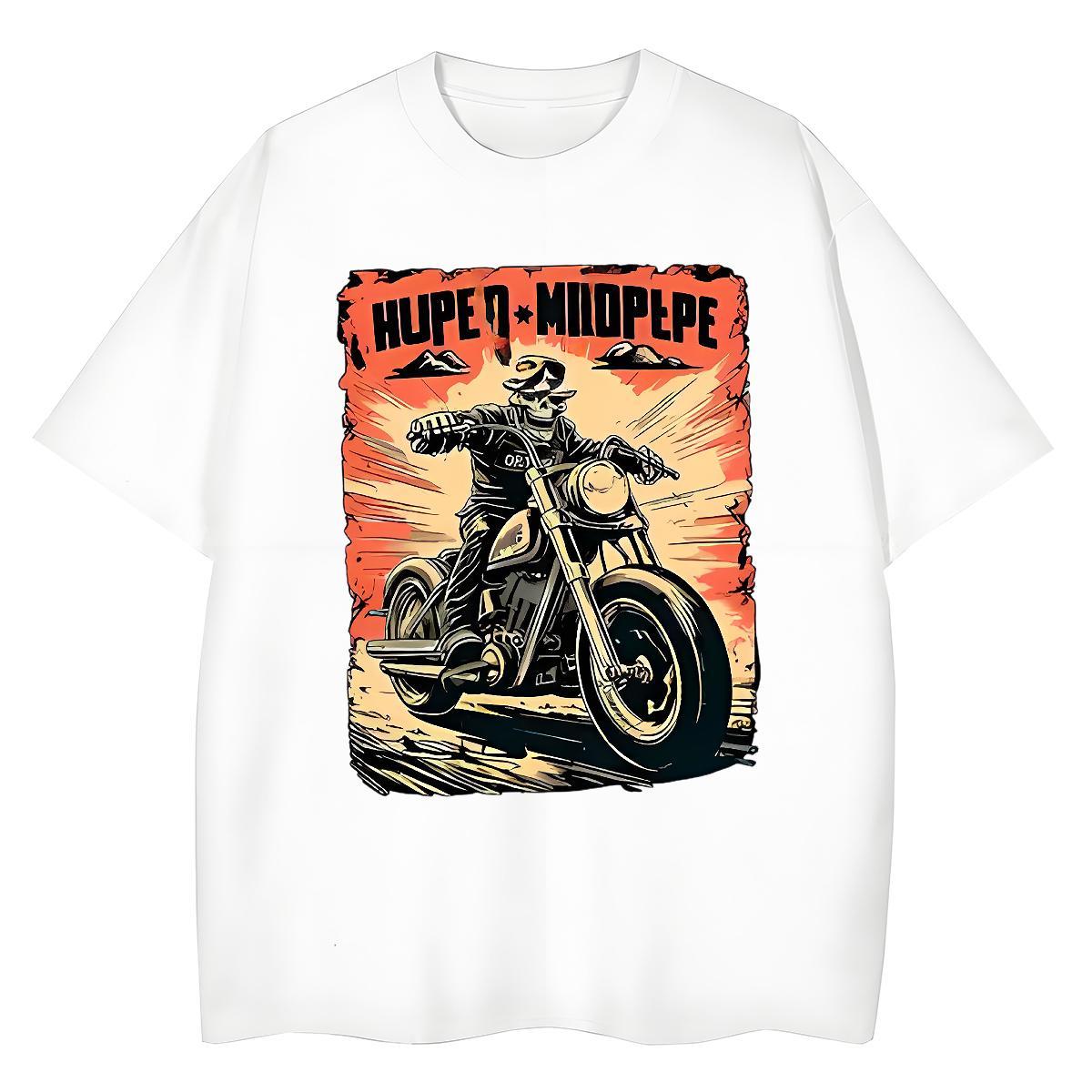 Loose Fit T Shirts Men 230g 100% Cotton Motorcycle Street wear Hip Hop Asian Size Breathable Short Sleeve Mens Tshirts Brand Wear