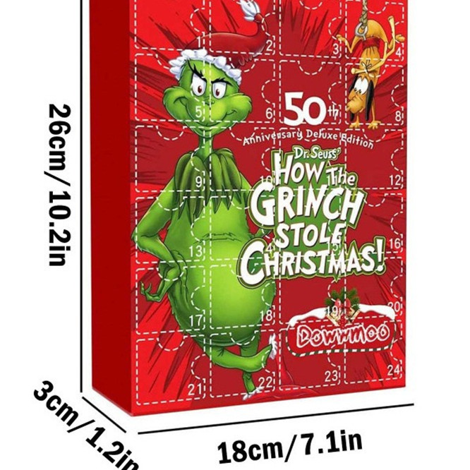 Advent 2024 24Pcs Cute Cartoon Elf Grinch Christmas Countdown Calendar for Kids Doll Collectible Figures Gifts FY8889 0826