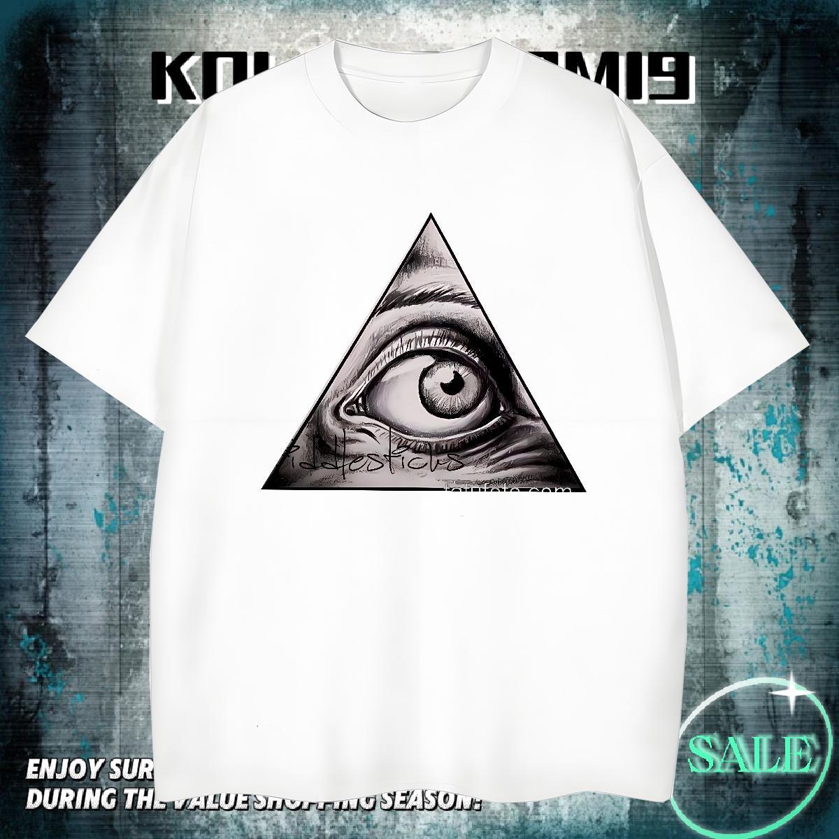 Soft T Shirts Men 100% Cotton 230g eye of the devil Summer Casual DIY Anime Breathable Short Sleeve Men Tshirts Wholesale Tops Tees
