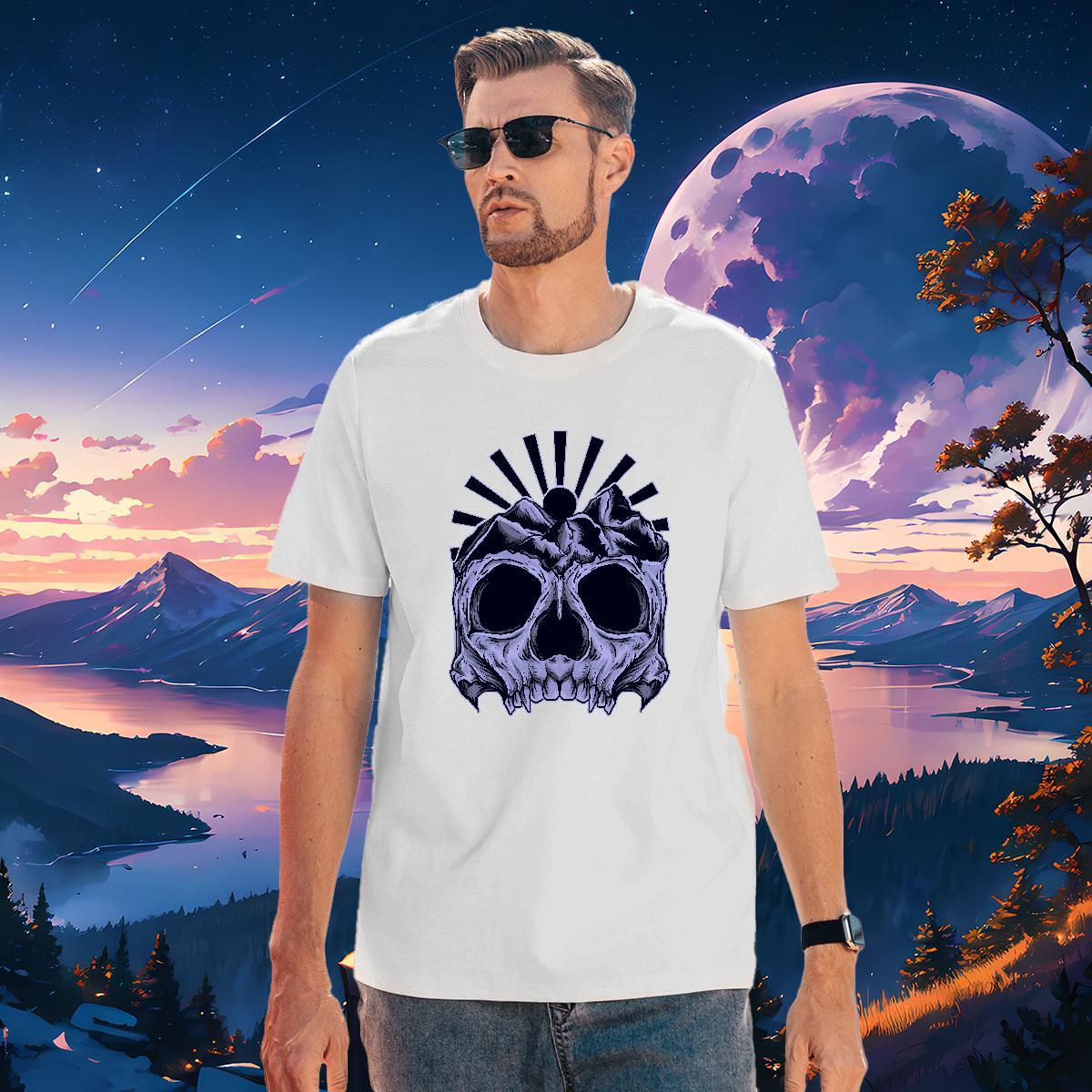Popular T-Shirts for Men 230g Pure Cotton skull Daily Outfit Black White Breathable Short Sleeve Men Tees Custom Tee Shirt