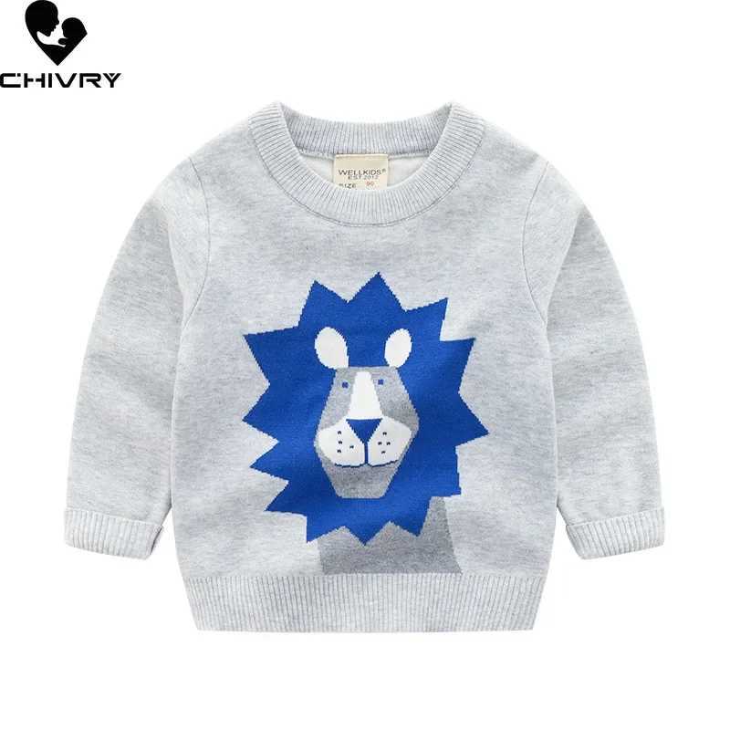 New 2023 Childrens Roller Sweater Autumn Winter Boys Cute Cartoon Jacquard O-neck Knitted Jumper Sweater TopW240824