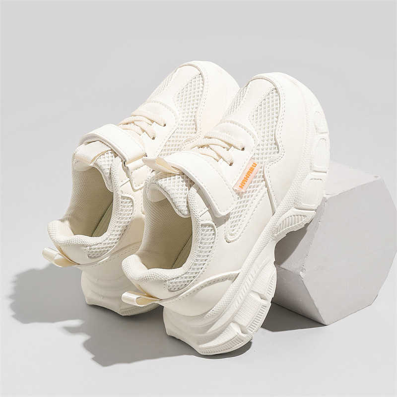 Athletic Outdoor Childrens sports breathable mesh Velcro casual white shoes C260130