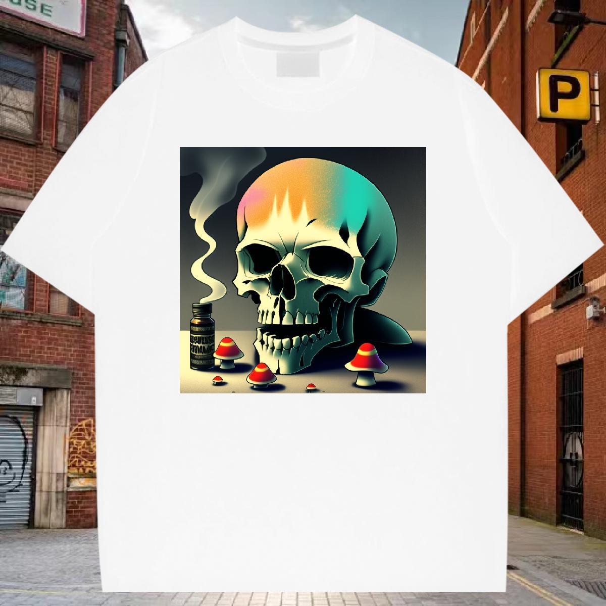 High Quality T shirt 230g Cotton skull Street wear Hip Hop Plus Size Cartoon Short Sleeve Soft Tshirt for Man Woman Fashion Designer Wear