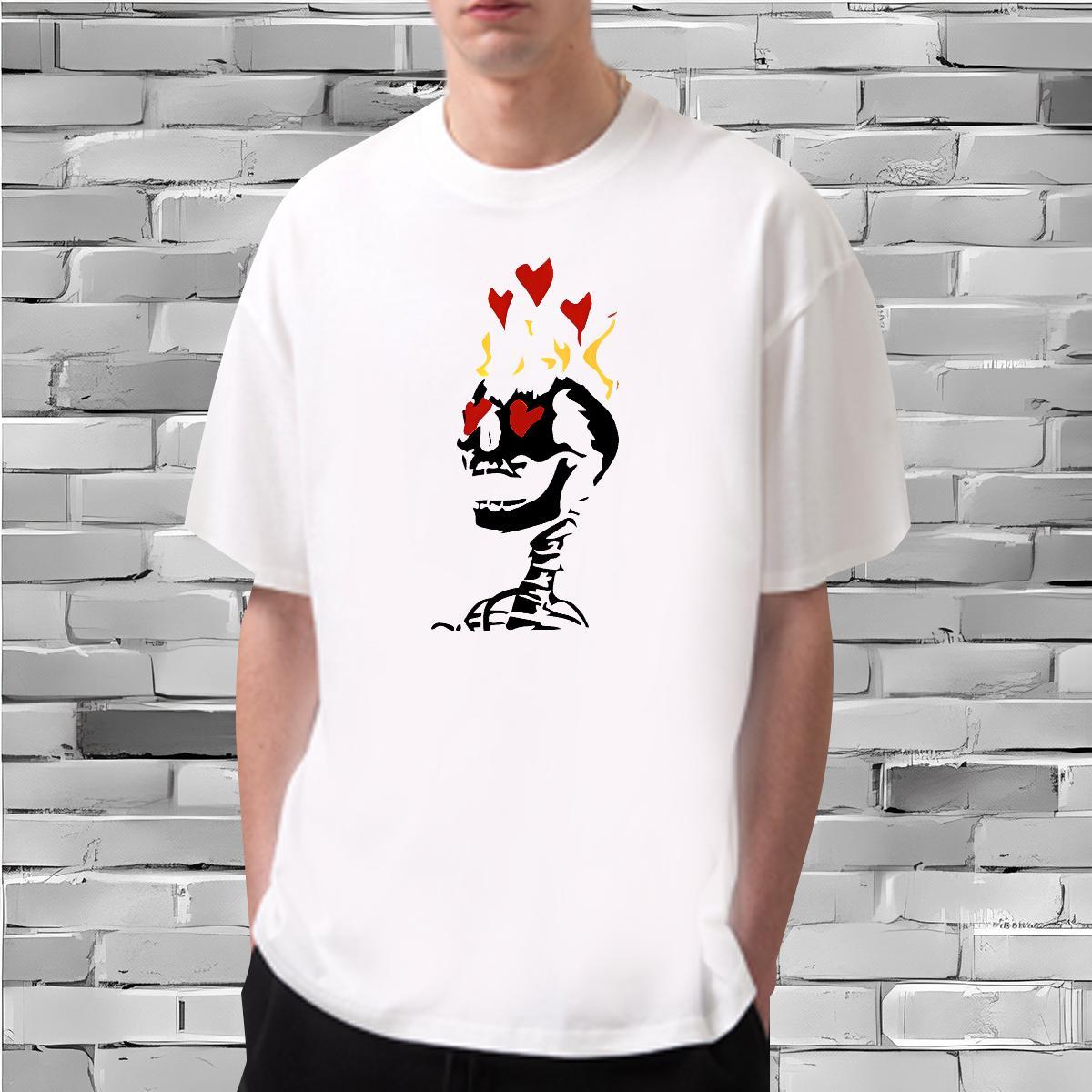 Cool T Shirts Men 230g 100% Cotton skull Casual Custom Printing Breathable Tshirt for Man Woman 2024 New Tops
