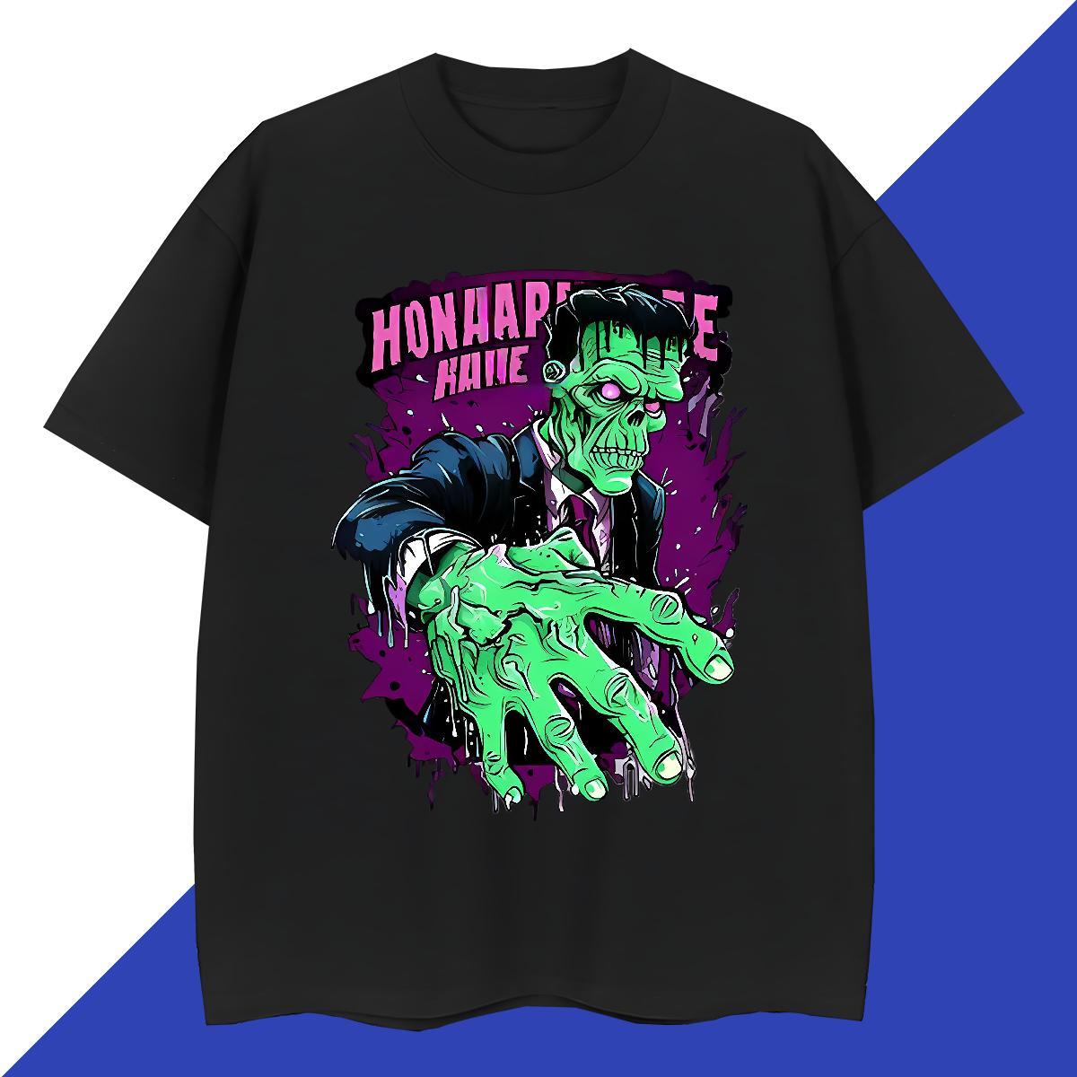 TOP Quality T-Shirts 230g Pure Cotton skull High Street Hip Hop Anime Short Sleeve O-Neck Men Tshirts New Arrival Clothings