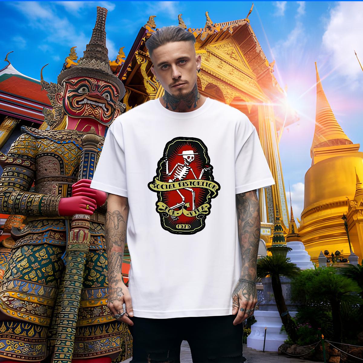Comfortable T Shirt For Man 230g Pure Cotton skull Sports Casual Plus Size Cartoon Breathable Tshirt for Man Woman Wholesale Tee Shirt
