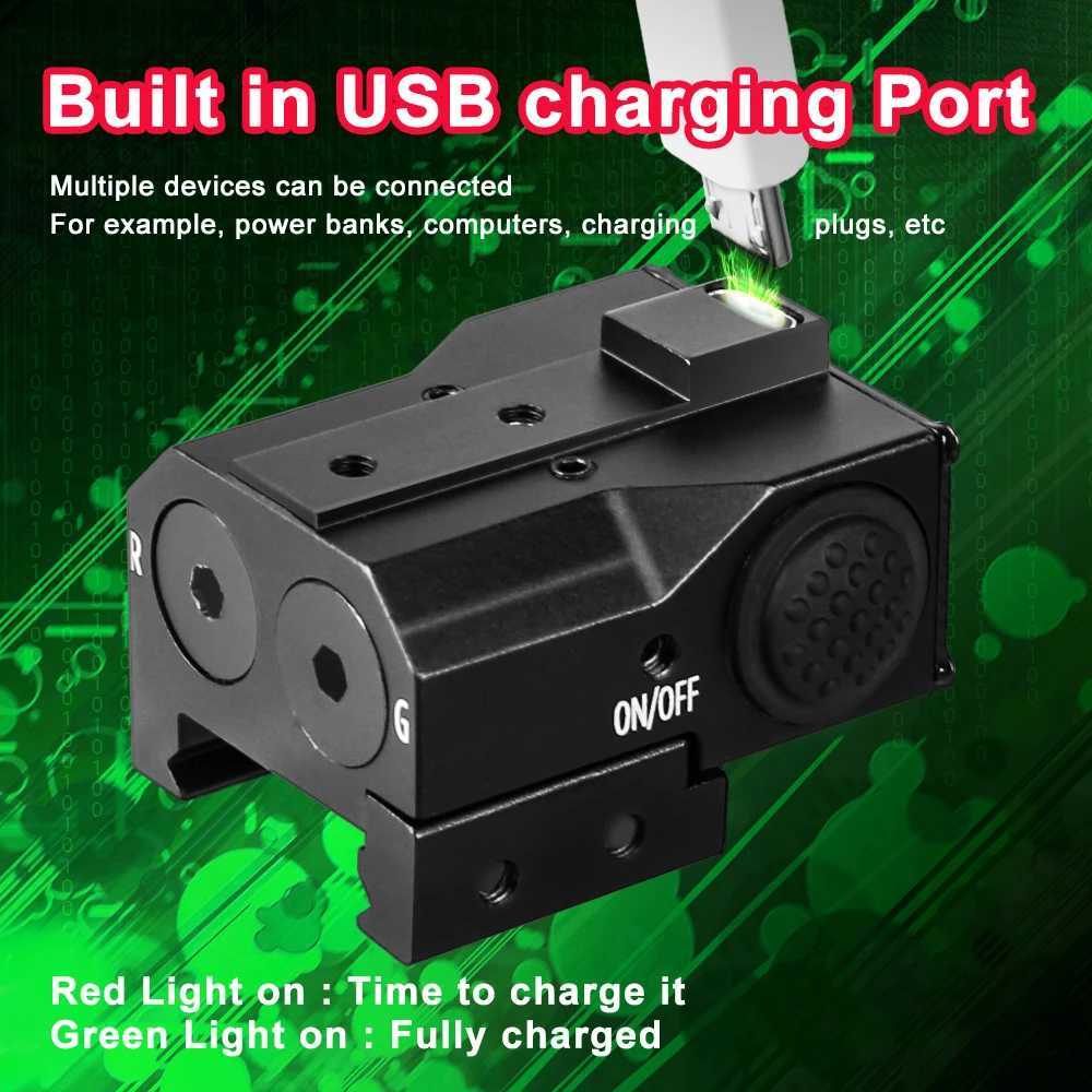 Low Profile Dual Red Green Laser Sight Rechargeable Weapon Laser Sight Gun Laser Sight for Pistol Handgun with Picatinny Rail X250319