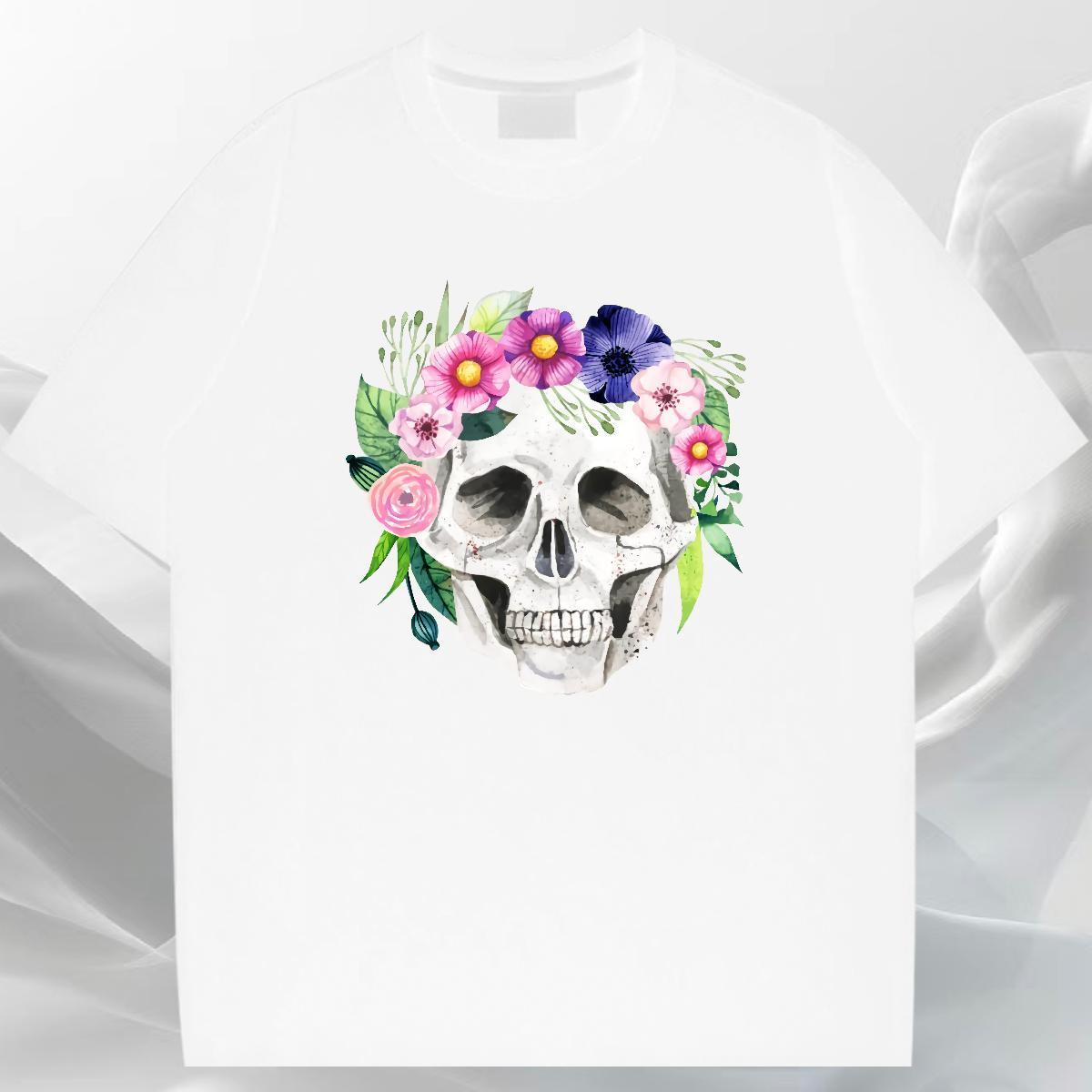 Classic T Shirt For Man 230g Pure Cotton flower Outdoor Black Oversized Round Neck Short Sleeve Couples T Shirts Stylist Tees Shirts