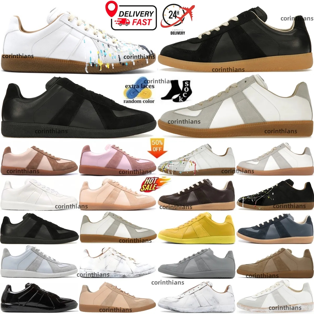 German Army Trainer Gats Black Gum Gat Replica Low MM6 Sneakers White Grey painter Nude Shoes Men Women Casual Shoe Mens Womens #4#