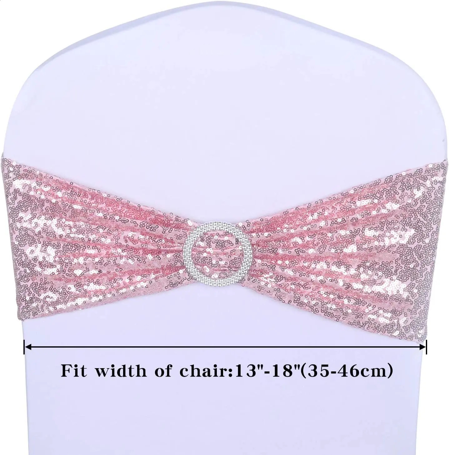 20pcs Stretchy Sequin Chair Sashes Sparkly Gold Sash Band for Banquet Wedding Party Home Outdoor Chair Cover Sash Decorations 240824