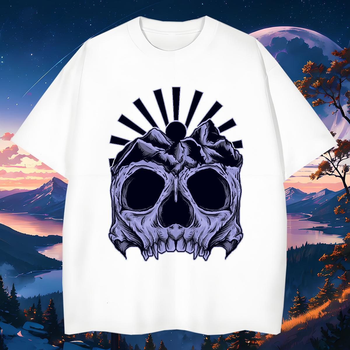 Popular T-Shirts for Men 230g Pure Cotton skull Daily Outfit Black White Breathable Short Sleeve Men Tees Custom Tee Shirt