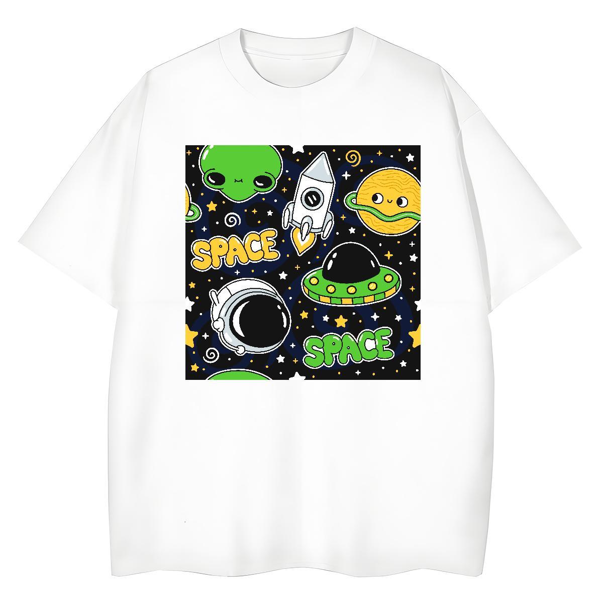 Comfortable Womens Tshirts 230g Cotton universe High Street Hip Hop T Shirt For Woman O-Neck Short Sleeve Custom Cartoon Tees Shirts