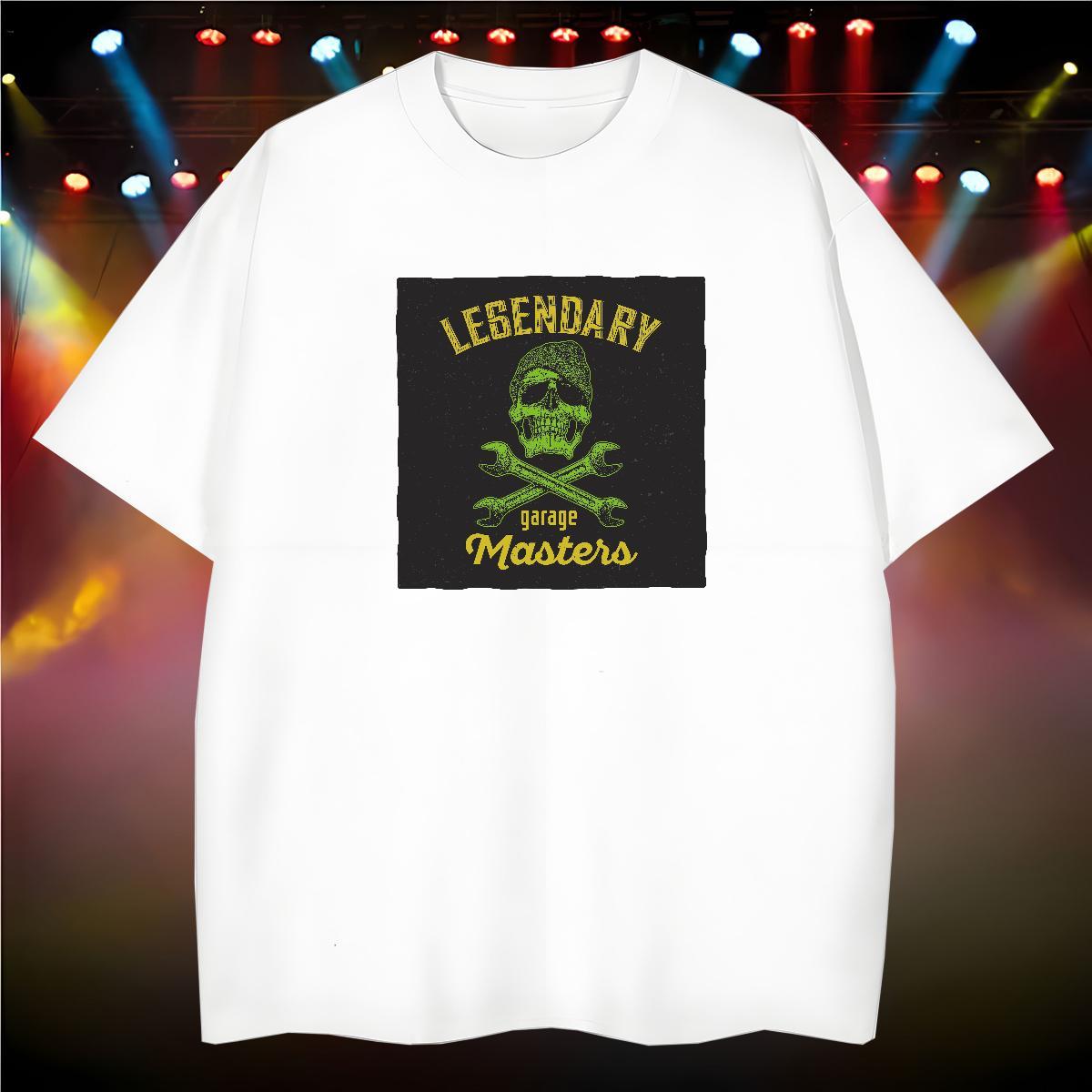 Loose T-Shirts for Men 230g 100% Cotton skull Sport Black White Short Sleeve O-Neck Mens Tshirts Brand Tops