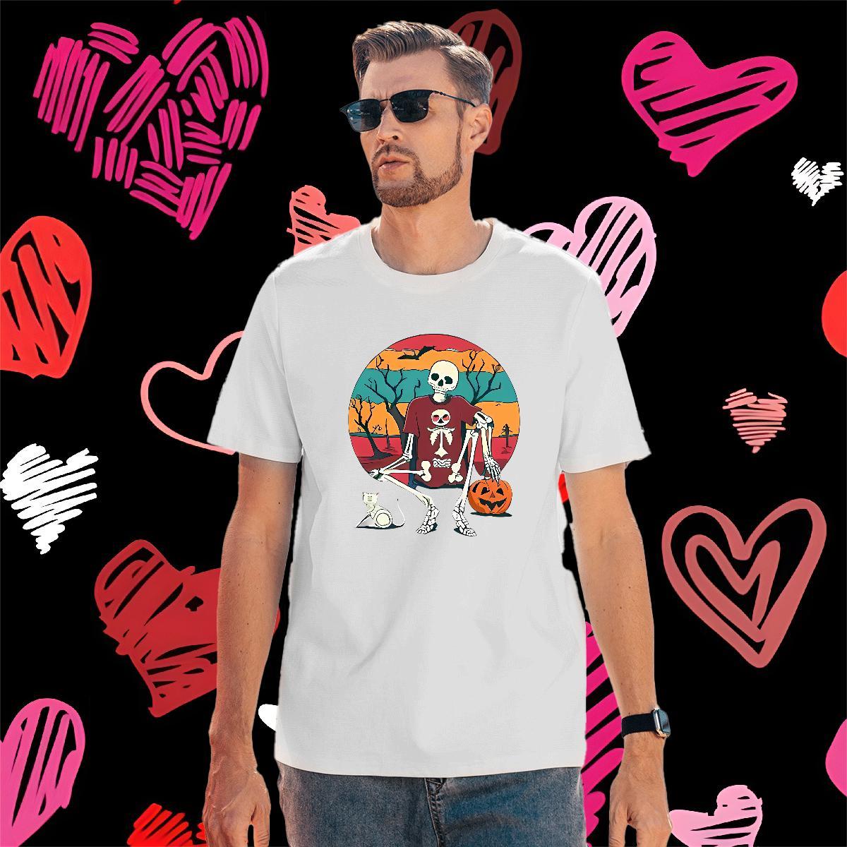 Designer T shirt 230g Cotton halloween Beach Anime Print O Neck Short Sleeves Men Tees Classic Casual Polos