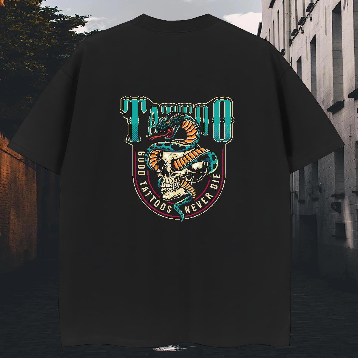 Classic Men T Shirts 230g Pure Cotton skull Hip Hop Customized Print Breathable Crew Neck Tshirts Casual New Tops Shirt