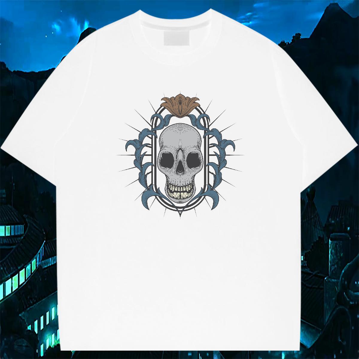 Cool Design T-Shirts for Men 230g 100% Cotton skull Casual Beach Custom Cartoon Pure Cotton Couples T Shirts New Arrival Polos