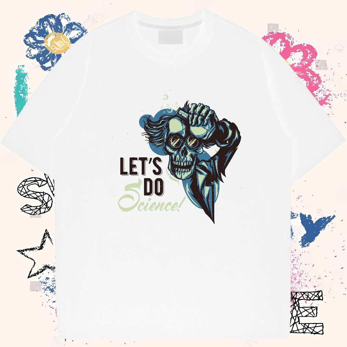 Soft Men T Shirts 230g Pure Cotton skull Casual Beach Custom Big Size Breathable Crew Neck Men Tees Fashion New Wear