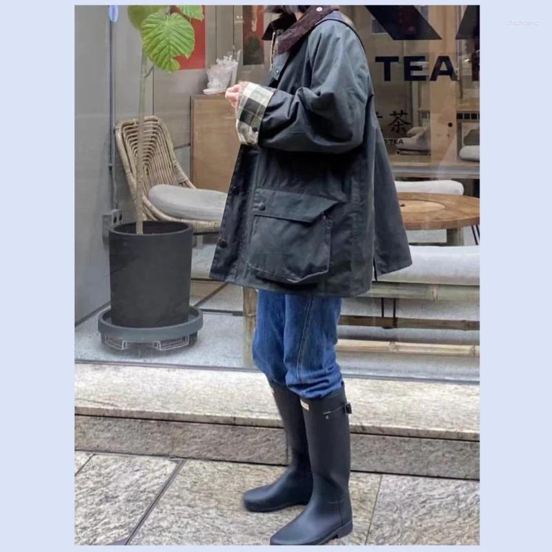 Women's Jackets Wax Free Lapel With Multiple Pockets Outdoor Loose Retro And Nostalgic Atmosphere Patchwork Jacket For Women