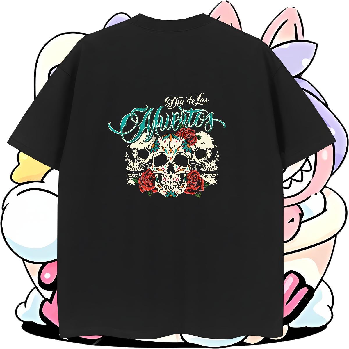 High Quality T-Shirts 100% Cotton 230g skull Daily Wear Anime Breathable Short Sleeve Men Clothes T-Shirt Fashion Casual Tshirts
