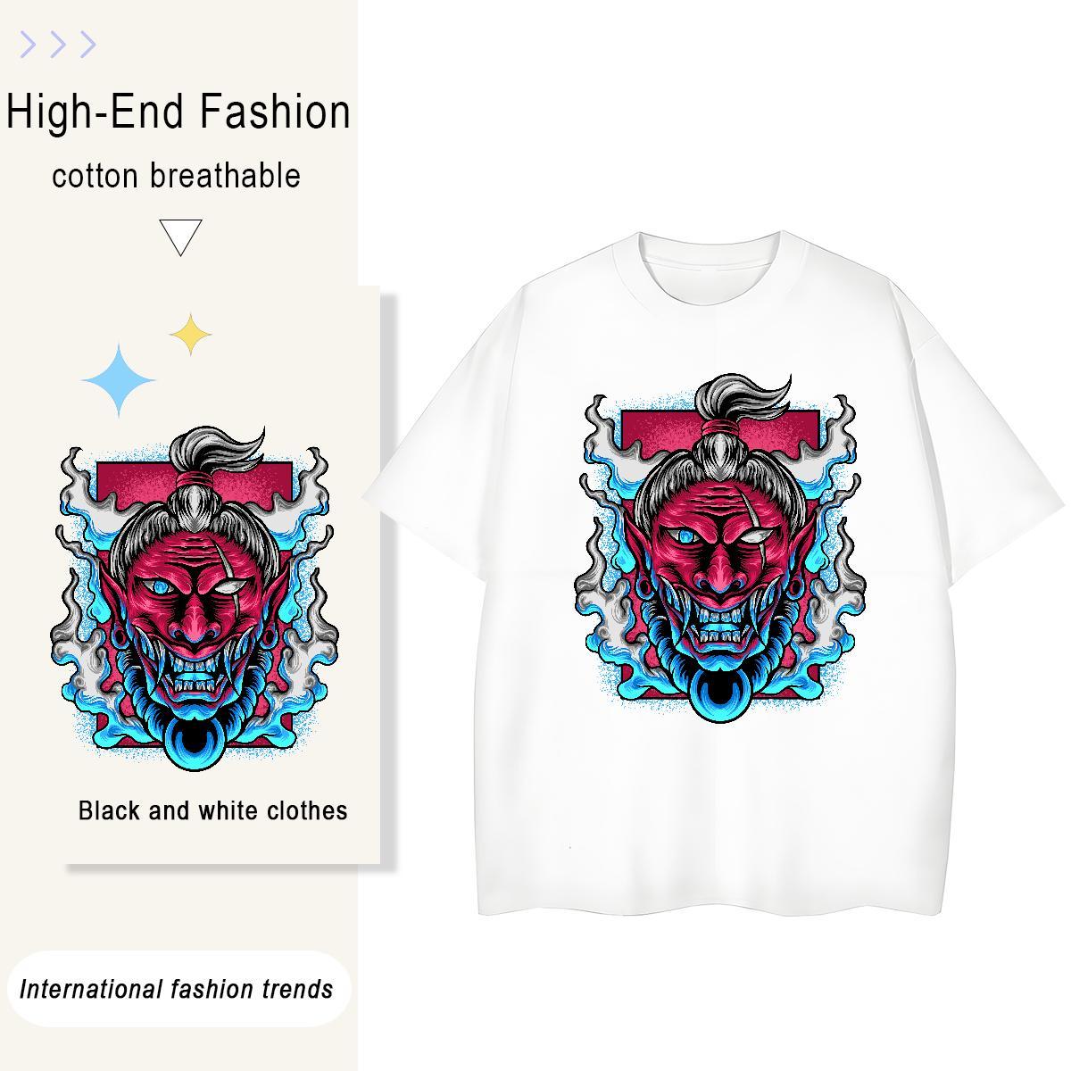 Designer Nice Womens Tshirts 230g Cotton Terror Casual Sport T shirt Breathable Crew Neck Skull Polos