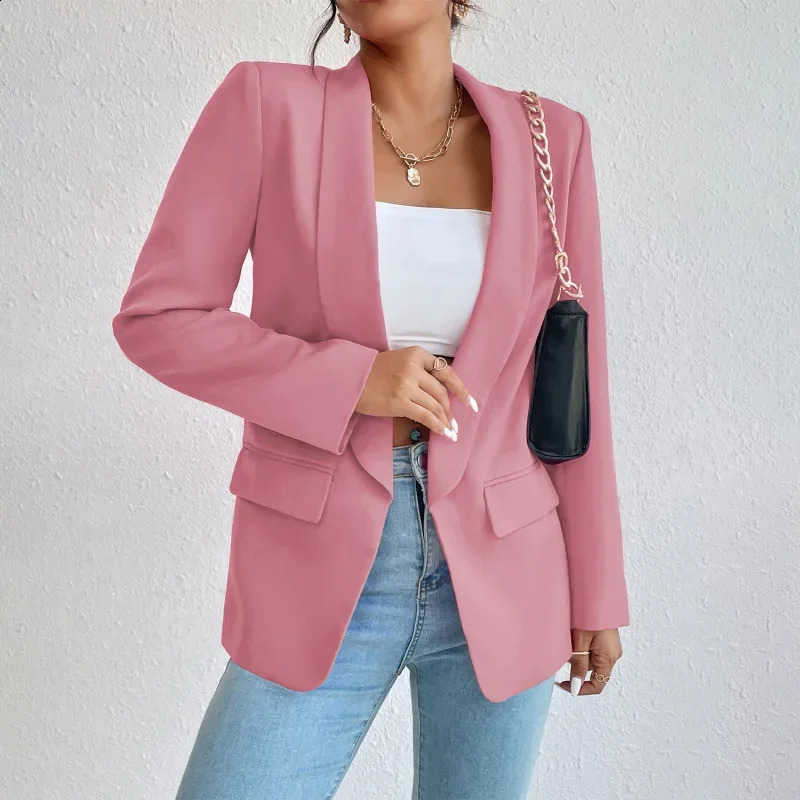 Fashion Spring Traf Womens Jacket 25 34 Solid Polyester Cotton Non Strech Long Sleeve Office Lady Blazers In Outerwears 240826