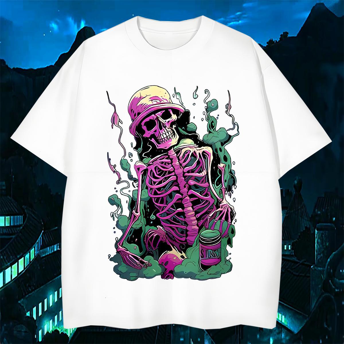 Cool Design Mens T Shirts 230g 100% Cotton skull Hip Hop Street DIY Printed Breathable Short Sleeve Men Tshirts Stylist Tees Shirts