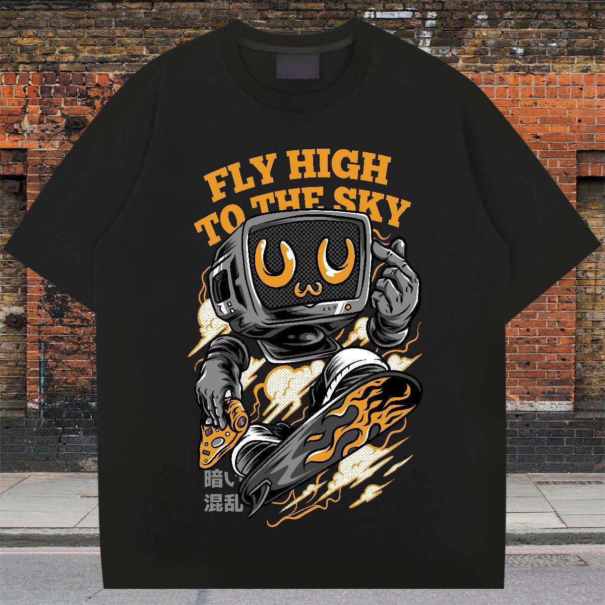 Free Shipping T Shirts Men 230g Cotton ET Street Asian Size O-Neck Short Sleeve Mens Tshirts Fashion Designer Tees