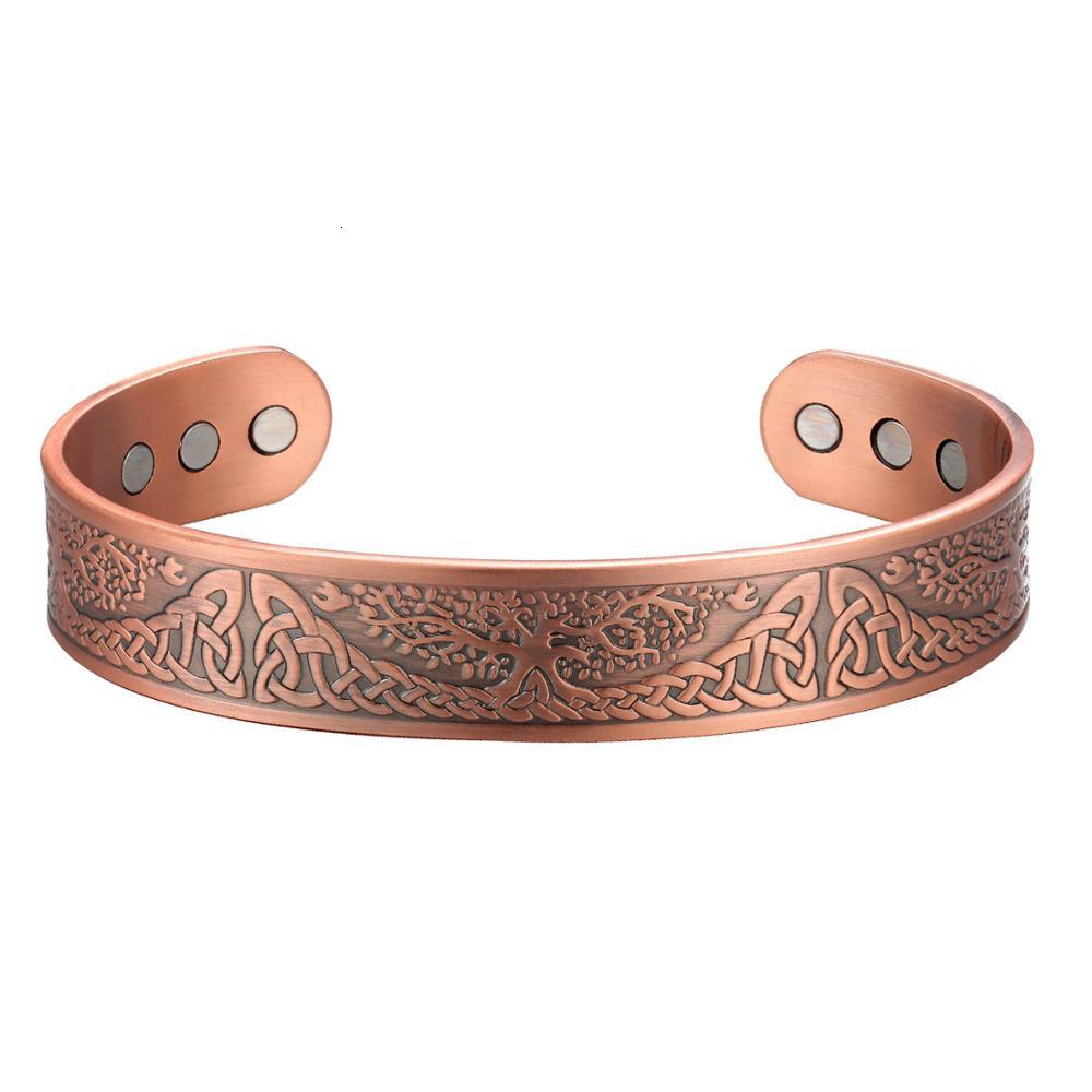 Magnetic Copper Bracelet & Bangles Health care Jewelry Lucky Gift Bangle Cuff For Women Carving Life Tree