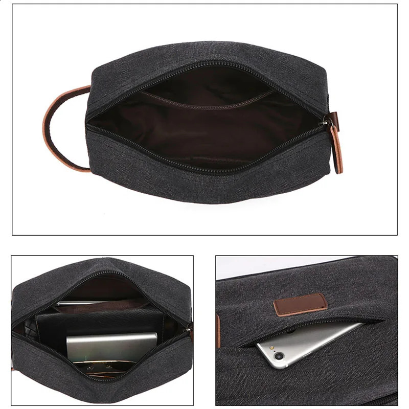 Men Canvas Travel Wash Toiletry Bag Women Cosmetic Makeup Beauty Necessaries Waterproof Dopp Kit Shaving Organizer 250114
