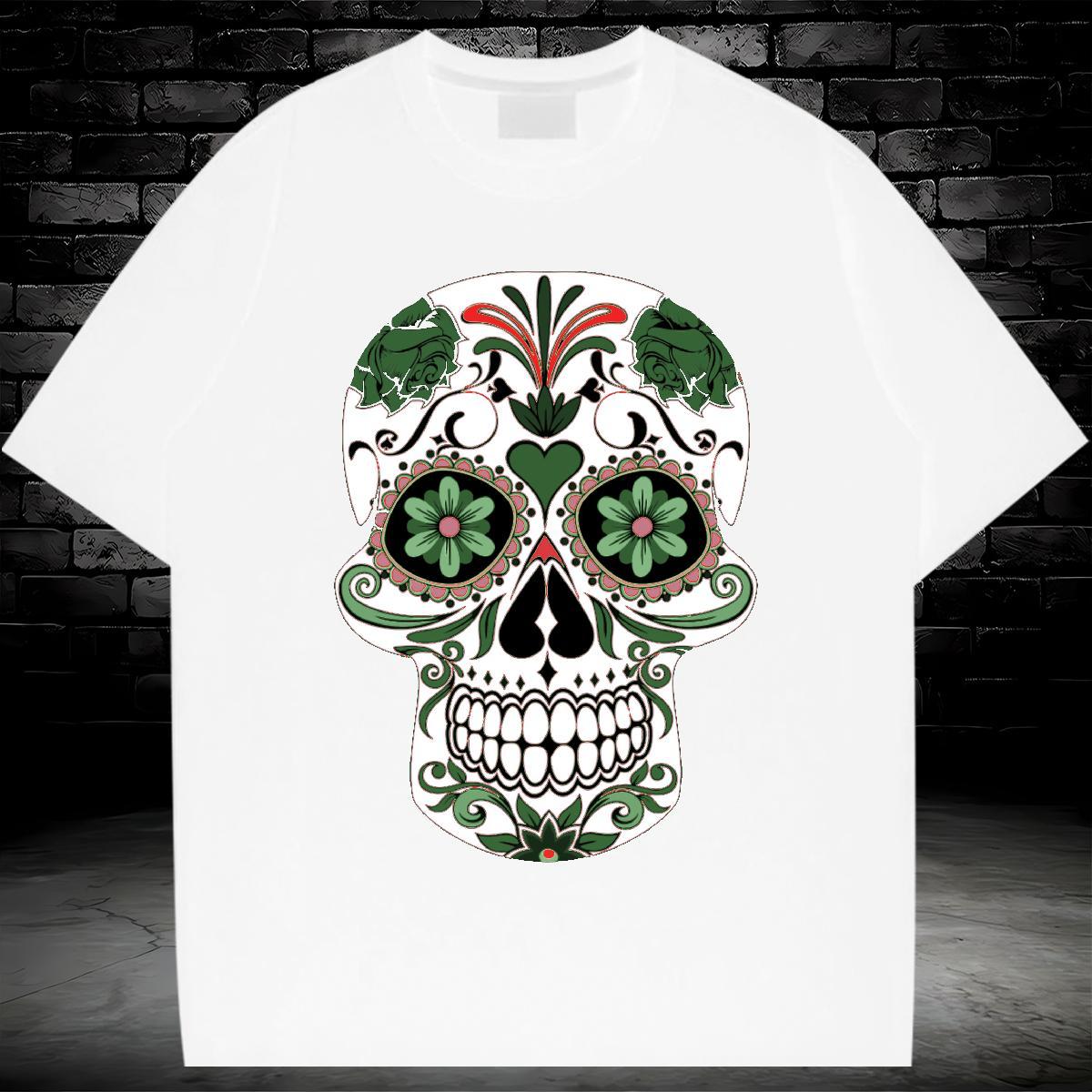 Classic Men T Shirts 230g Cotton skull Street Wear Custom Printing Breathable Crew Neck Mens Tshirts New Arrival Top Tees